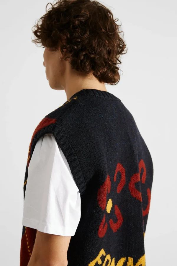 Online Edmmond Studios Argyle Vest Plain Navy