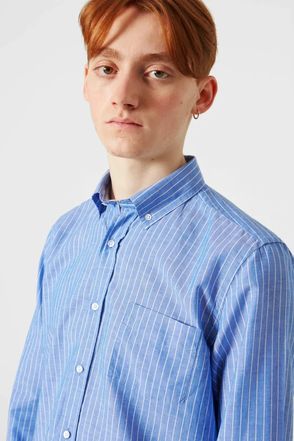 Hot Edmmond Studios Bold Shirt Vertical Stripes Blue