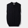 Outlet Edmmond Studios Braided Vest Plain Navy