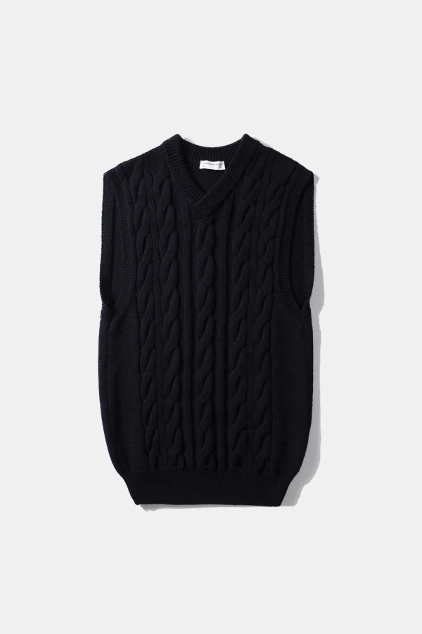 Outlet Edmmond Studios Braided Vest Plain Navy