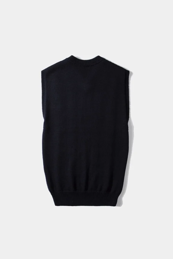 Outlet Edmmond Studios Braided Vest Plain Navy
