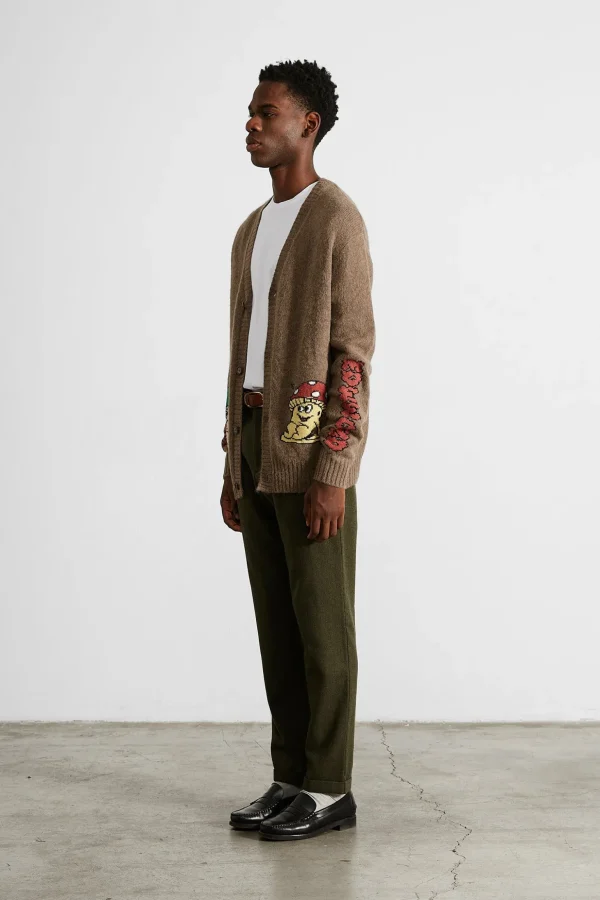 Cheap Edmmond Studios Brioche Cardigan Plain Brown