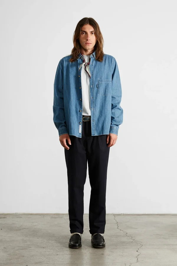 Fashion Edmmond Studios Day Shirt Denim Plain Stonewash