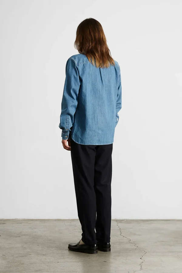 Fashion Edmmond Studios Day Shirt Denim Plain Stonewash