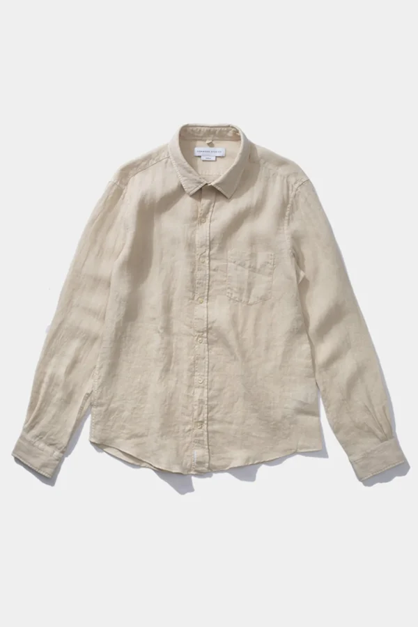 Best Sale Edmmond Studios Linen Shirt Plain Beige