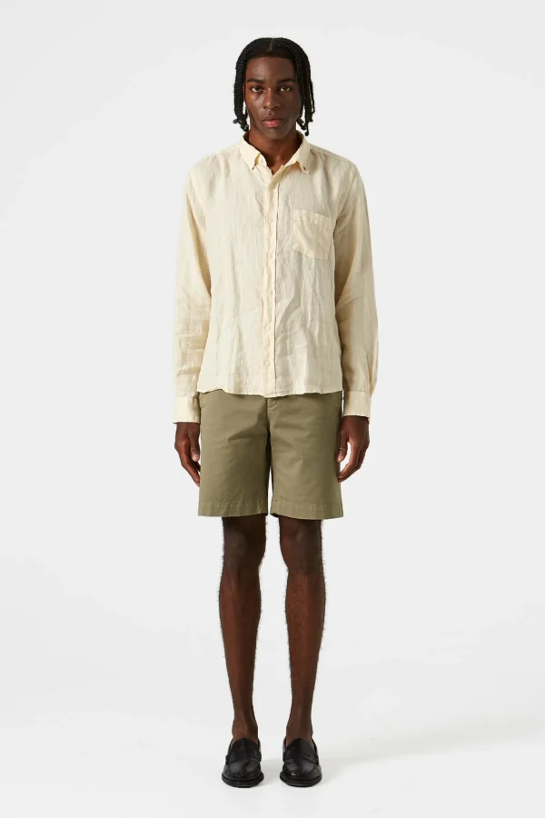 Discount Edmmond Studios Linen Shirt Plain Beige