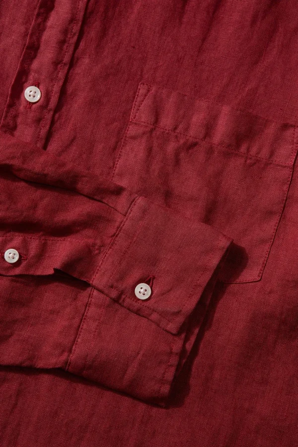 Flash Sale Edmmond Studios Linen Shirt Plain Bordeaux