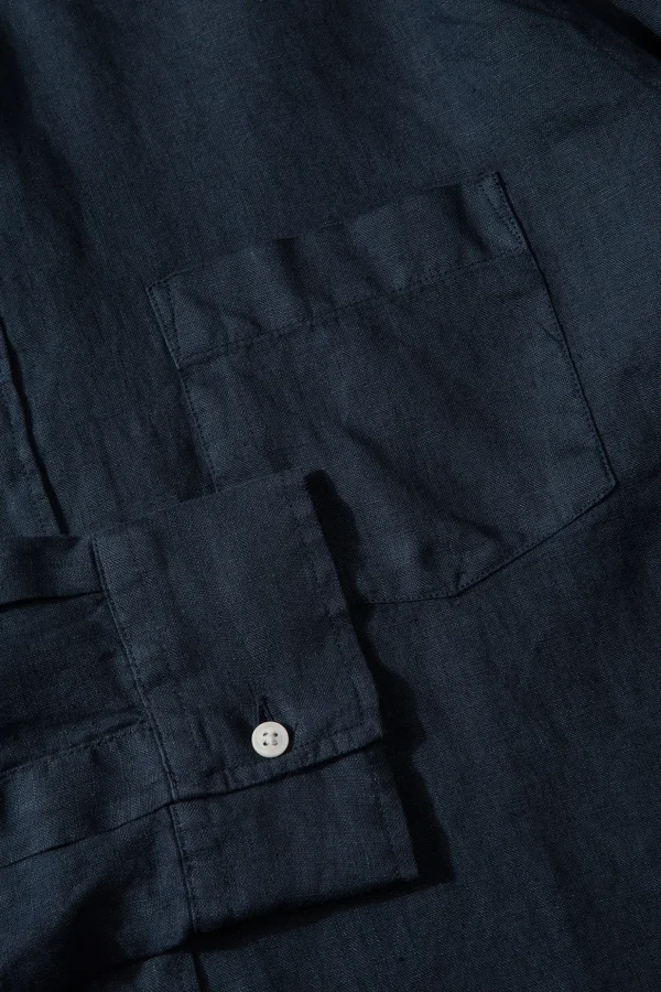 Store Edmmond Studios Linen Shirt Plain Navy