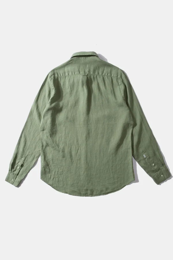 Sale Edmmond Studios Linen Shirt Plain Olive