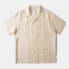 Fashion Edmmond Studios Linen Short Sleeve Plain Off White