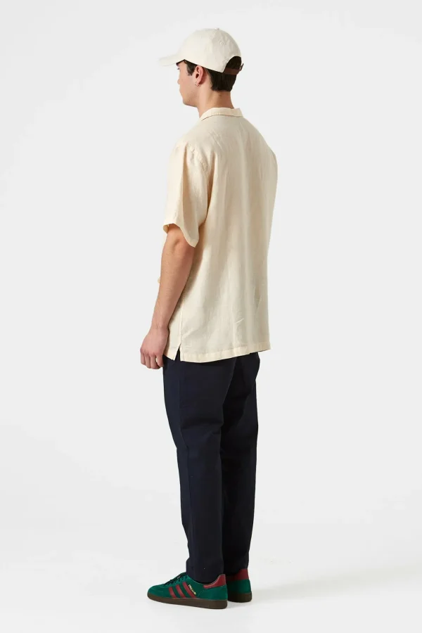 Fashion Edmmond Studios Linen Short Sleeve Plain Off White