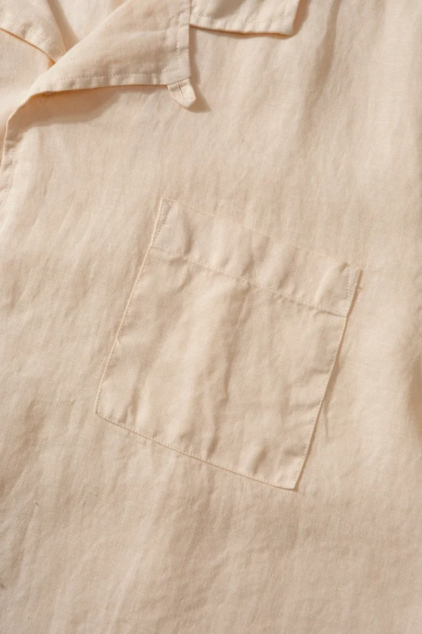 Fashion Edmmond Studios Linen Short Sleeve Plain Off White