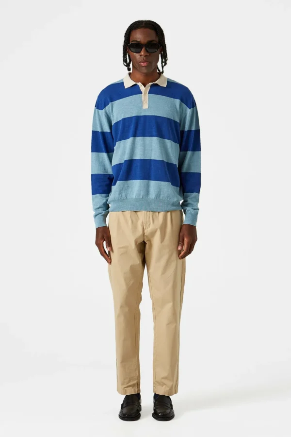 Store Edmmond Studios Rugby Knitted Polo Plain Blue