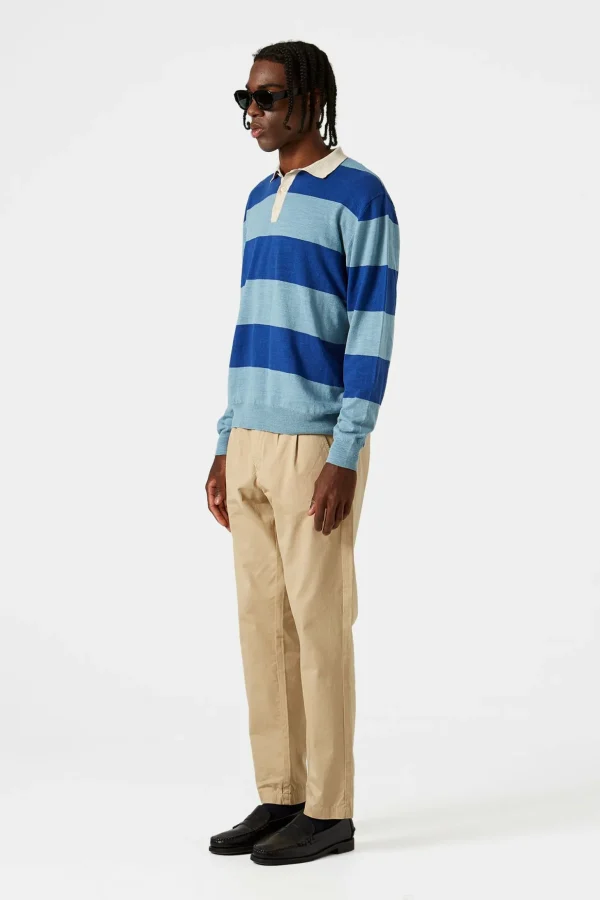 Store Edmmond Studios Rugby Knitted Polo Plain Blue