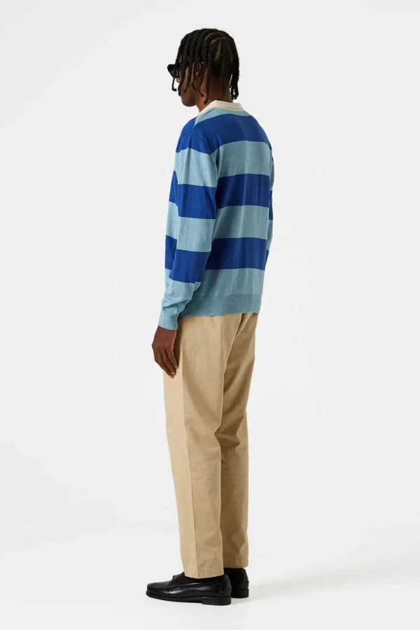 Store Edmmond Studios Rugby Knitted Polo Plain Blue