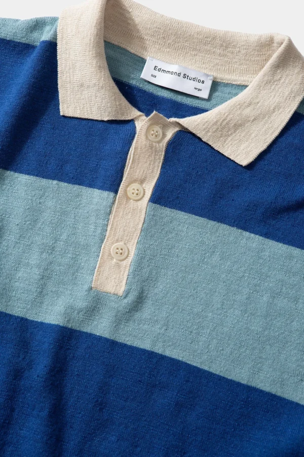 Store Edmmond Studios Rugby Knitted Polo Plain Blue