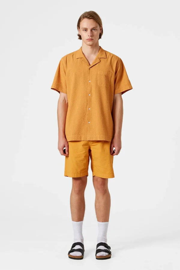 Flash Sale Edmmond Studios Seersucker Shorts Plain Mustard
