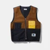 Discount Edmmond Studios Shearling Vest Plain Brown