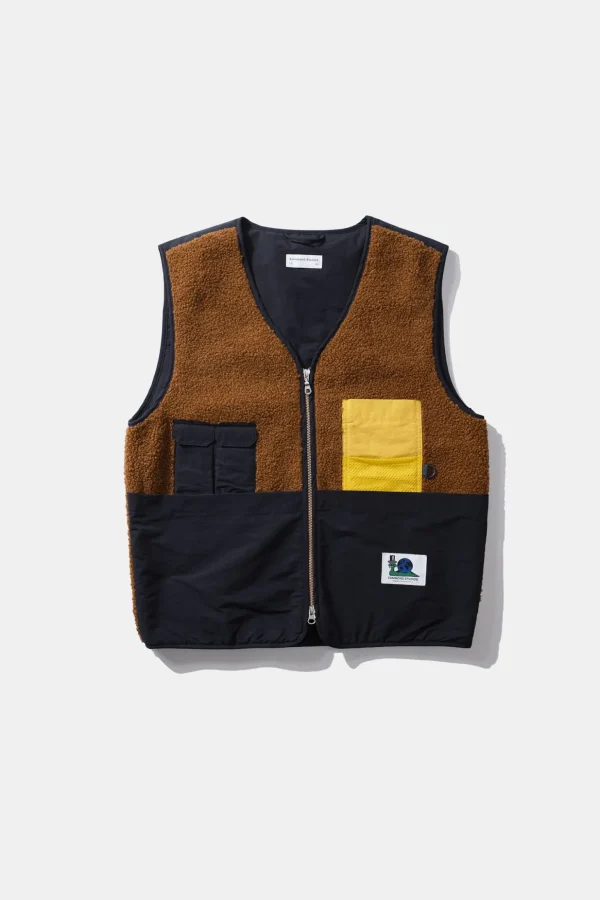 Discount Edmmond Studios Shearling Vest Plain Brown
