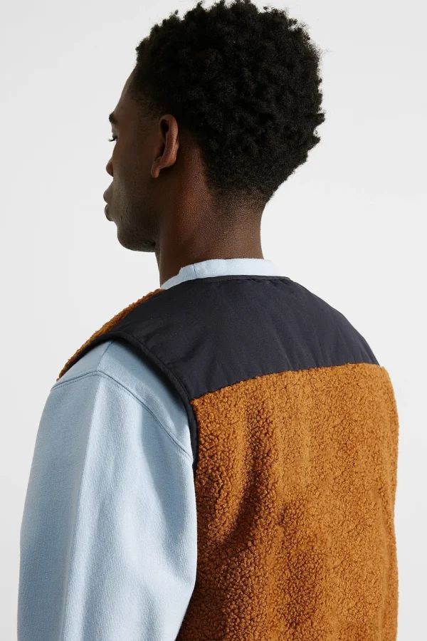 Discount Edmmond Studios Shearling Vest Plain Brown