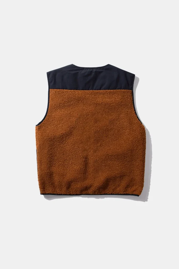 Discount Edmmond Studios Shearling Vest Plain Brown