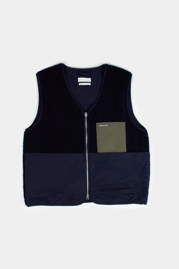 Best Sale Edmmond Studios Shearling Vest Plain Navy