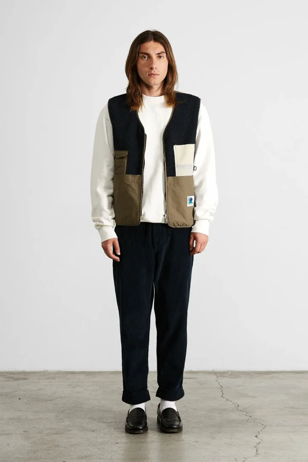 Hot Edmmond Studios Shearling Vest Plain Navy