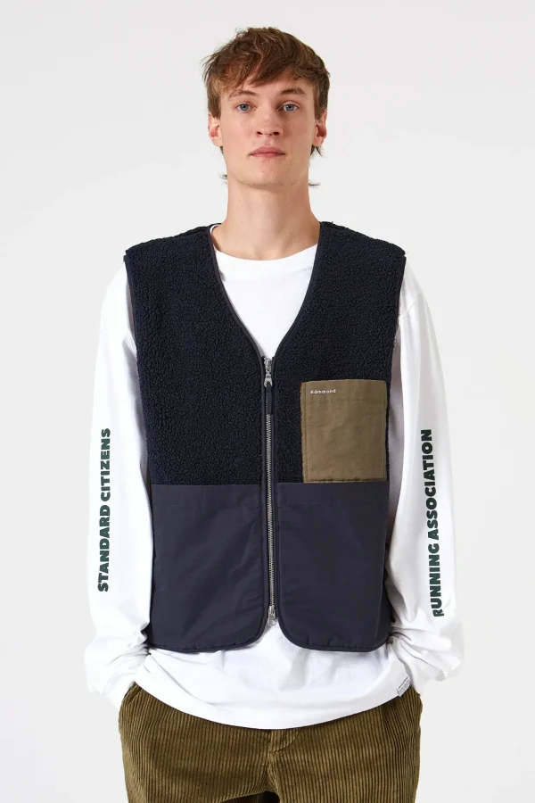 Best Sale Edmmond Studios Shearling Vest Plain Navy