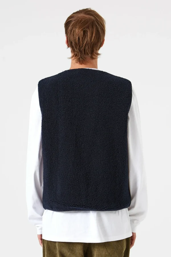 Best Sale Edmmond Studios Shearling Vest Plain Navy