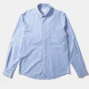 Online Edmmond Studios Striped Linen Shirt Plain Light Blue