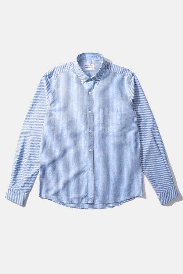 Online Edmmond Studios Striped Linen Shirt Plain Light Blue