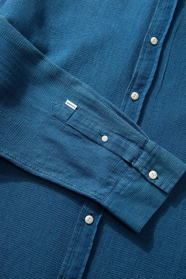 Flash Sale Edmmond Studios Waffle Denim Shirt Plain Stonewash